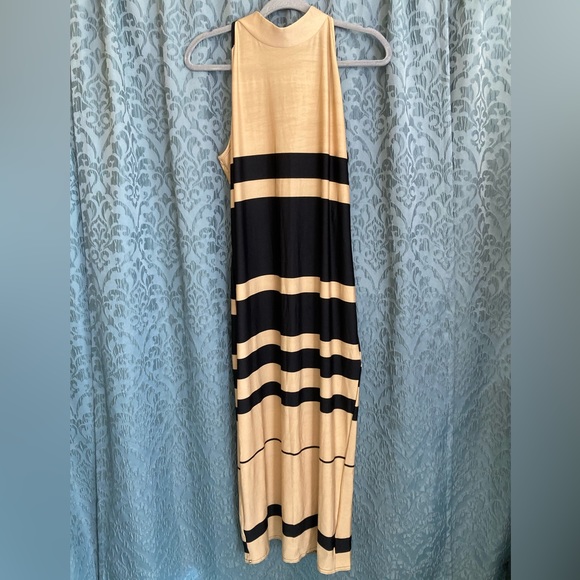 Ashley Stewart | NWT High Mock Neck Black Striped Bodycon Dress - Picture 5 of 5